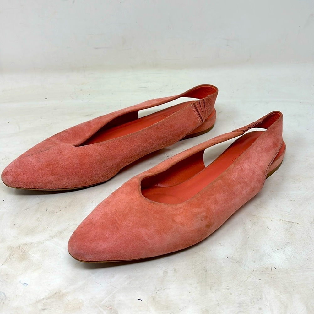 Everlane The V Size 7.5 Coral Pink Slingback Pointed Toe Flats Made in Italy